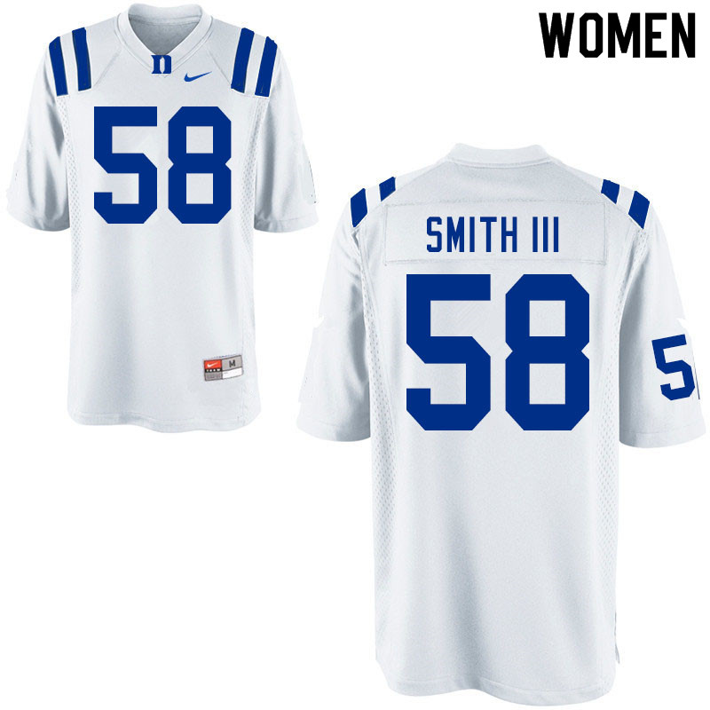 Women #58 Gary Smith III Duke Blue Devils College Football Jerseys Sale-White - Click Image to Close